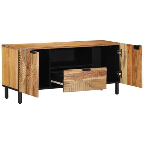 Mobile TV  105x33,5x46 cm in legno massello di acacia - Foto 1