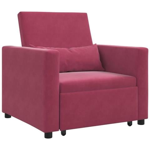 Divano Letto Singolo Rosso vino 90 x 165 x 87 cm Velluto - Foto 1