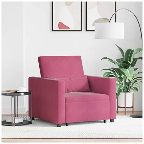 Divano Letto Singolo Rosso vino 90 x 165 x 87 cm Velluto - Foto 2