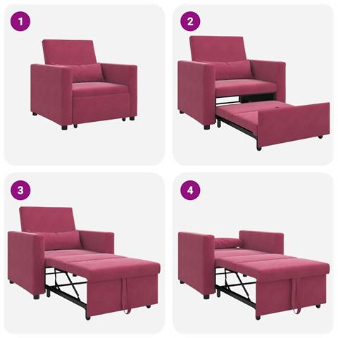 Divano Letto Singolo Rosso vino 90 x 165 x 87 cm Velluto - Foto 9