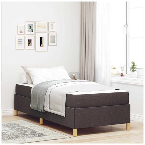 Letto a molle Bianco e Marrone Scuro 90 x 190 cm Tessuto - Foto 2