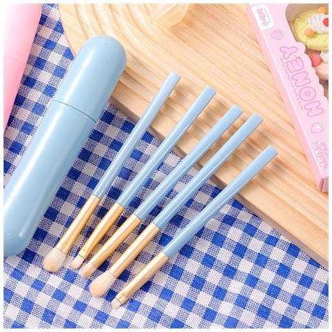 Set Di 5 Pennelli Per Ombretto - Setole Sintetiche Morbide Per Sfumature Perfette Blue - Foto 5