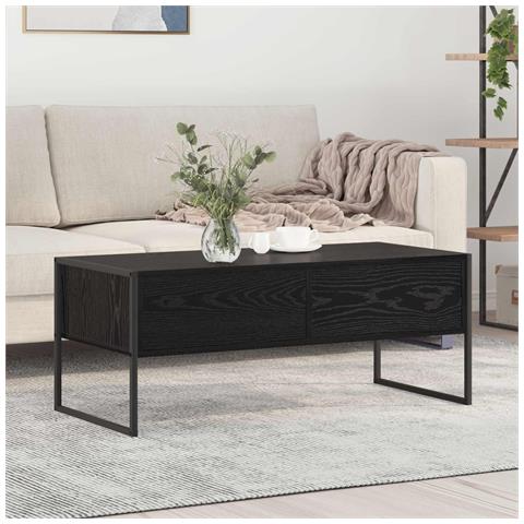 Tavolino da salotto con cassetto Rovere Nero 100 x 46 x 40 cm - Foto 2