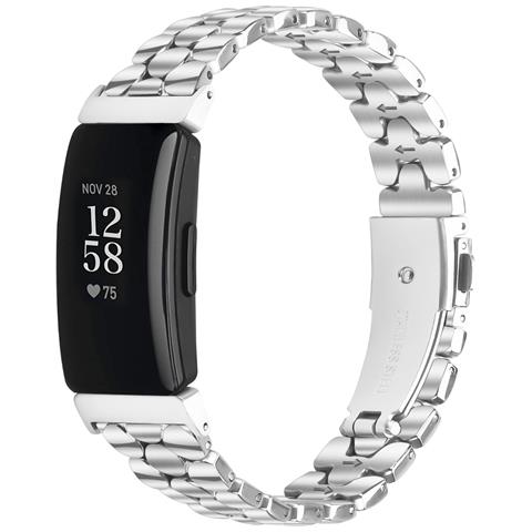 Elegante Bracciale In Acciaio Inossidabile Argento Con Perle Compatibile Con Fitbit Inspire /inspire 2/inspire Hr Silver - Foto 2