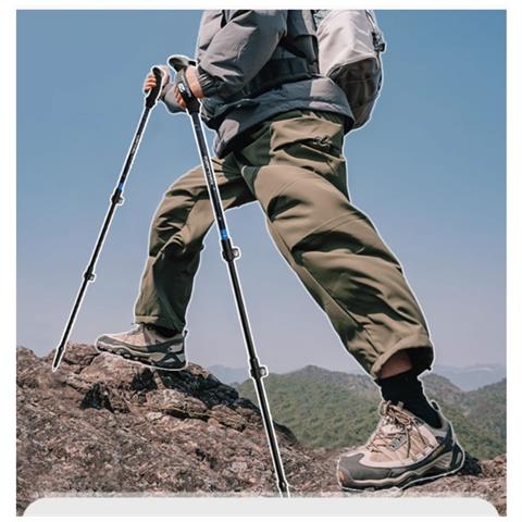 Bastoncino Da Trekking Pieghevole In Lega Di Alluminio A 4 Sezioni Con Impugnatura Angolata - Regolabile E Leggero Pink - Foto 5
