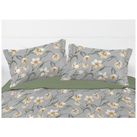 Parure Copripiumino Matrimoniale Raso Cotone Floreale Dis. Lavinia - Foto 1