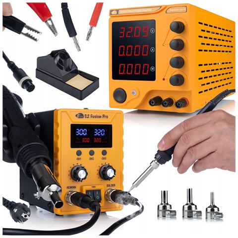 Alimentatore Da Laboratorio 32 V 10 A + Stazione Saldante 2-in-1 S2 Fusion Pro - Display Lcd, Protezione Avanzata, Potenza Totale 1060 W - Foto 1
