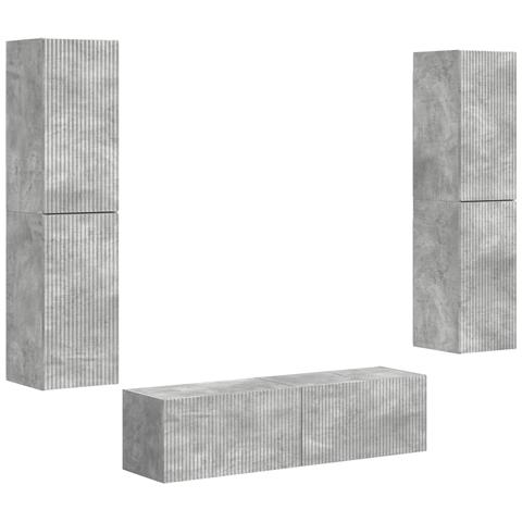 Set mobile TV 6 pcs Grigio cemento Legno multistrato - Foto 1