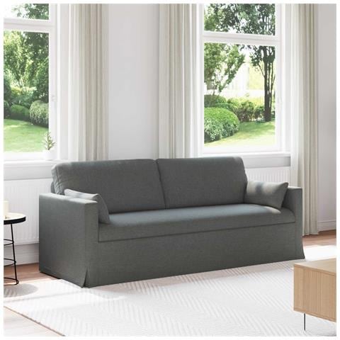 Divano Grigio scuro 198 x 78 x 80 cm Tessuto - Foto 2
