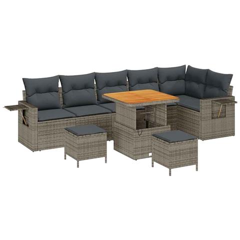 Set Divano da Giardino con cuscino 11 pcs Grigio polyrattan - Foto 1