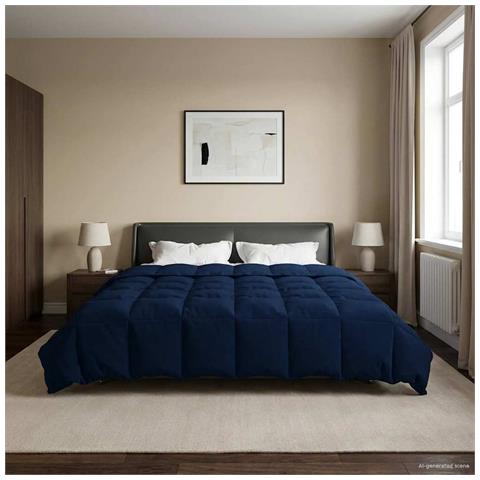 Duvet Invernale Trapuntato Blu Scuro 240 x 260 cm Microfibra - Foto 2