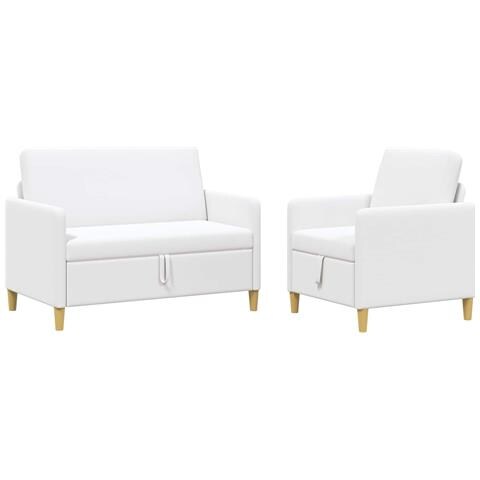 Set di Divani con Storage 2 pcs Bianco Poliestere - Foto 1