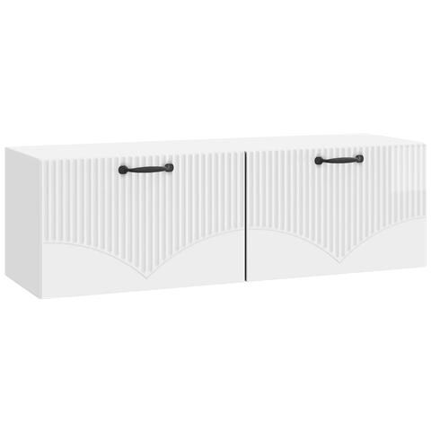Mobile Porta TV da Muro Bianco Lucido 98 x 31 x 30 cm - Foto 1