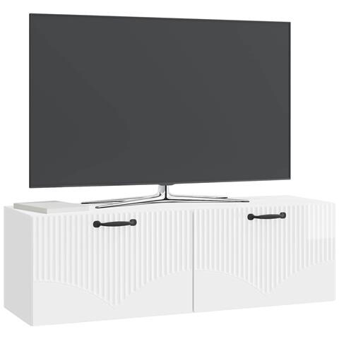 Mobile Porta TV da Muro Bianco Lucido 98 x 31 x 30 cm - Foto 2