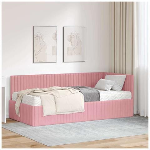 Struttura Letto Angolare con Materasso 2 pcs Grigio Velluto - Foto 2