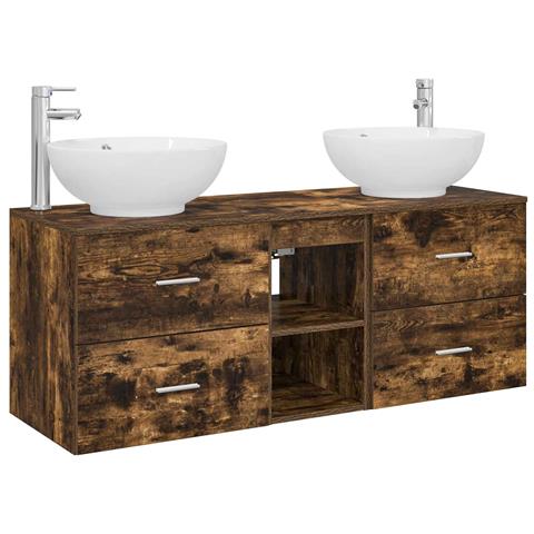 Set di mobili per il bagno 3 pz Rovere Fumo 49,5 x 44,5 x 65 cm - Foto 1