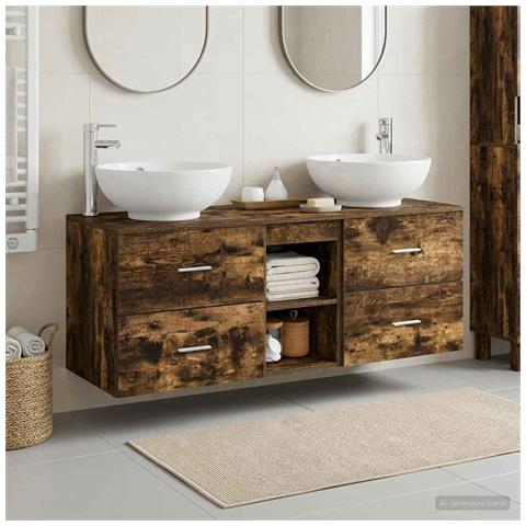 Set di mobili per il bagno 3 pz Rovere Fumo 49,5 x 44,5 x 65 cm - Foto 10