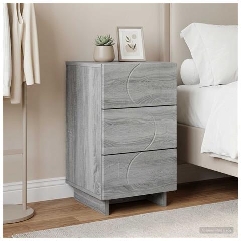 Comodino Grigio Sonoma 33,5 x 34,5 x 60 cm Legno composito - Foto 2