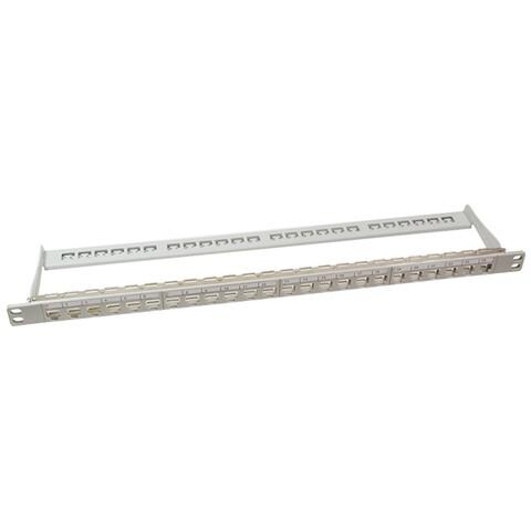 I-KS PP-24-GRH - Pannello Patch Modulare 24 RJ45 Keystone Schermato 0.5U STP 1HE Grigio - Foto 1