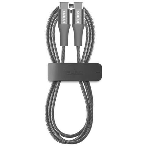 Cavo in Tessuto "Fabric" da USB Type-C a Type-C USB 2.0, 1m, con Magic Clip Space Grey - Foto 1