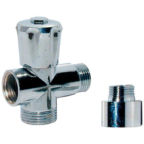 Rubinetto Sottolavabo A 3 Vie, Con Attacco Per Lavatrice. Attacco Femmina Da 1/2"" - Attacco Femmina Da 3/4"" - Attacco Maschio Da 1/2"". Riduzione In Ottone Cromato Da 1/2"" A 3/4"". - Foto 1