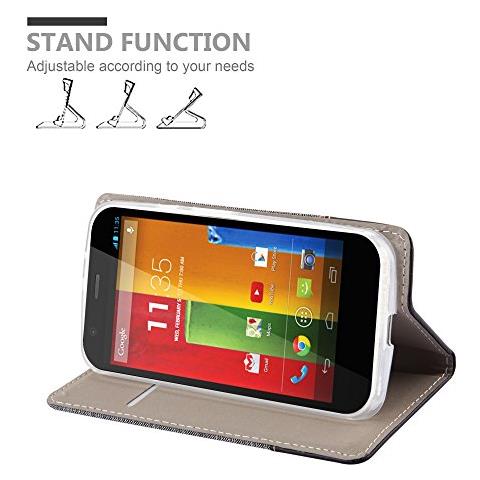 Custodia Compatibile Con Motorola Moto G2 In Grigio Nero - Coperchio Protettiva Con Chiusura Magnetica, Funzione Stand E Tasca Per Le Carte - Foto 2