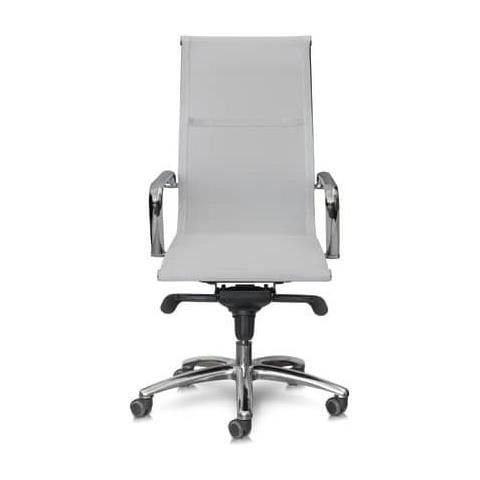 Poltrona Direzionale Girevole Pollux Space Pxp Schienale Alto In Rete Bianco - Con Braccioli - Pxp / b - Foto 1