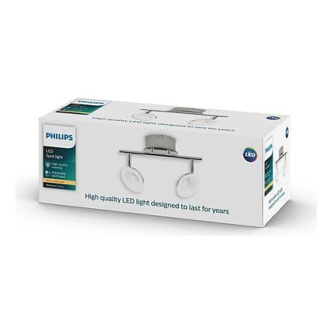 Lampada Da Soffitto Orientabile Led 2 Faretti 10w Mackinaw Bianco Caldo 2700k - 3200k 190x304x130 Mm Metallo - Foto 1