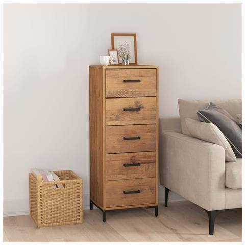 Cassettiera 42x35x110 Cm Legno Massello Di Pino Riciclato - Foto 13