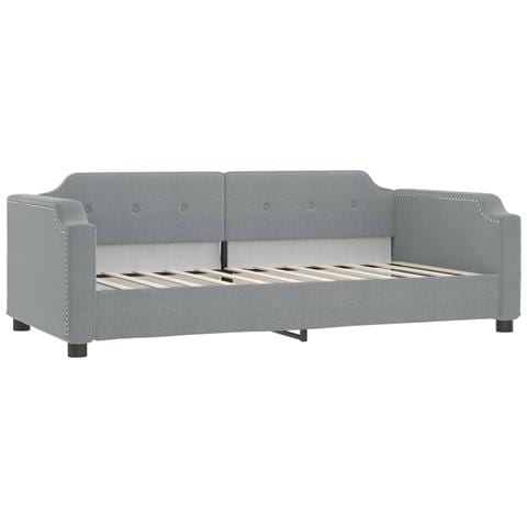 Divano Letto Estraibile Cassetti Grigio Chiaro 100x200 Tessuto - Foto 2