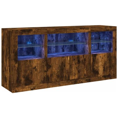 Credenza Con Luci Led Rovere Fumo 142,5x37x67 Cm - Foto 2