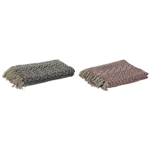 Coperta Bianco Nero Rosso Cotone (2 Unità) - Foto 1
