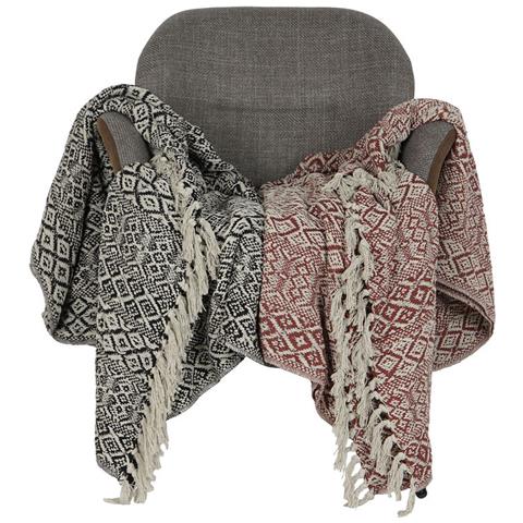 Coperta Bianco Nero Rosso Cotone (2 Unità) - Foto 4