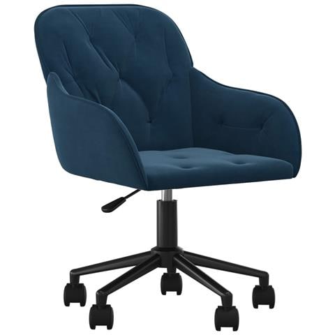 Sedia Girevole Da Ufficio Blu In Velluto - Foto 2
