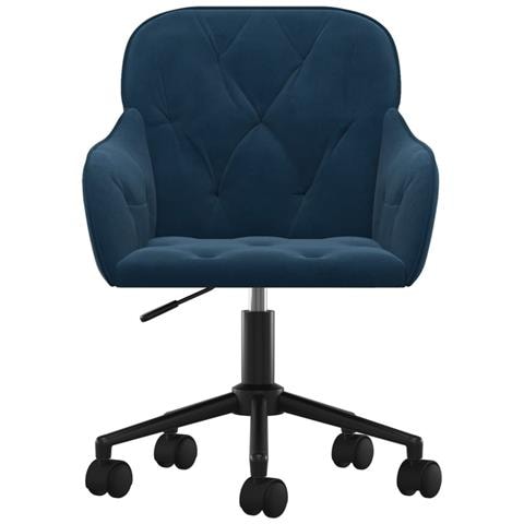 Sedia Girevole Da Ufficio Blu In Velluto - Foto 3