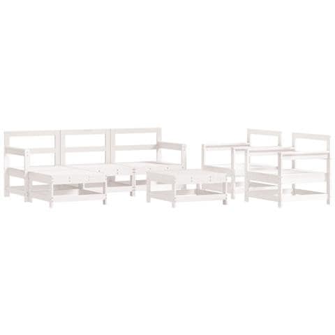 Set Salotto Da Giardino 7 Pz Bianco In Legno Massello Di Pino - Foto 1