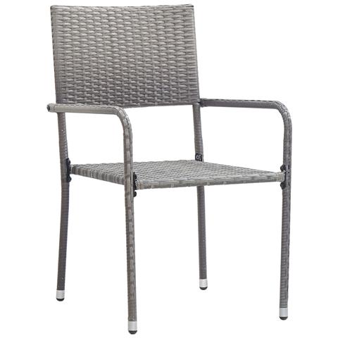 Sedie Da Pranzo Da Giardino 2pz Impilabili Grigie In Polyrattan - Foto 2