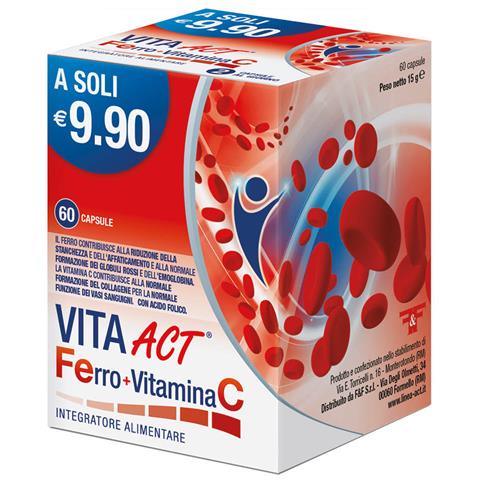 Vita Act Ferro + Vitamina C Per Ferro, Globuli Rossi Ed Emoglobina 60 Capsule - Foto 1