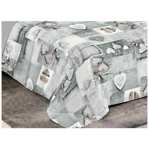 Trapunta Piumone Invernale Imbottita 300gr Microfibra Diadema Shabby 2 Piazze Grigio - Foto 2