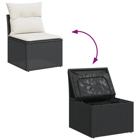 Set Divani da Giardino 11 pz con Cuscini in Polyrattan Nero - Foto 2