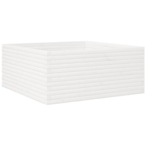 Fioriera Da Giardino Bianca 110x110x46cm Legno Massello Di Pino - Foto 2