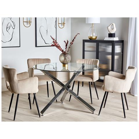 Tavolo Da Pranzo Butler Argento 110 Cm 110 Cm Vetro Temperato - Foto 1