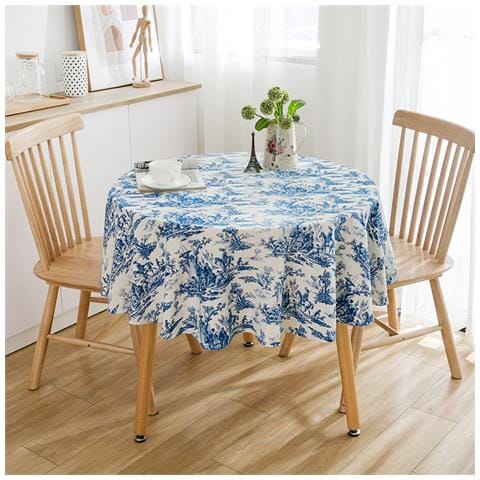 Tovaglia Con Disegno Botanico - Rotonda 150 Cm Blue - Foto 1