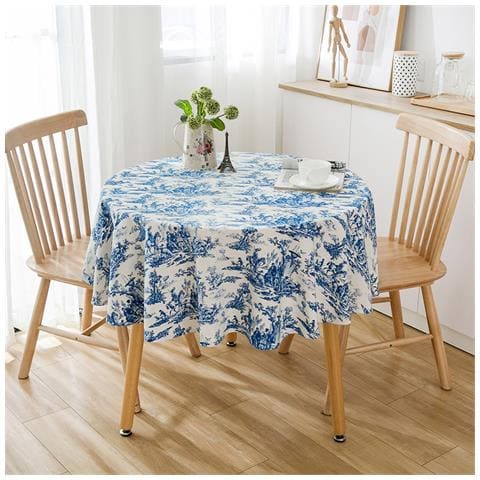 Tovaglia Con Disegno Botanico - Rotonda 150 Cm Blue - Foto 3