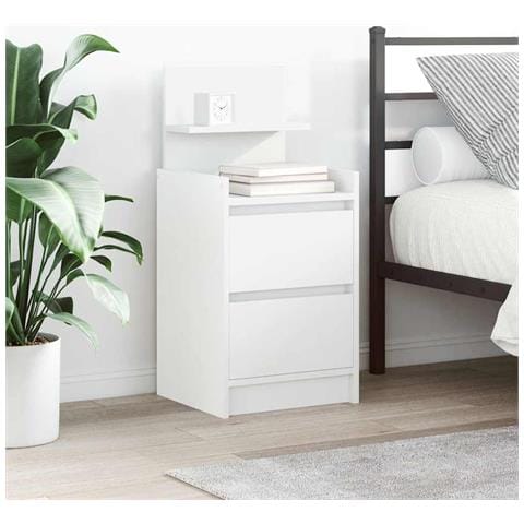 Comodino con 2 Cassetti Bianco 38x34x80 cm - Foto 1