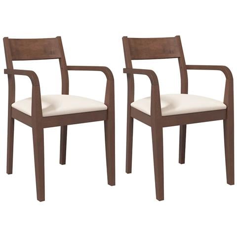 Sedie da Pranzo con Cuscini 2pz Marrone Legno Massello di Hevea - Foto 1