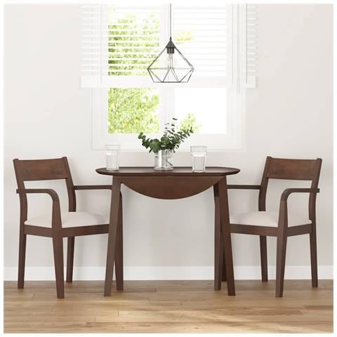 Sedie da Pranzo con Cuscini 2pz Marrone Legno Massello di Hevea - Foto 2