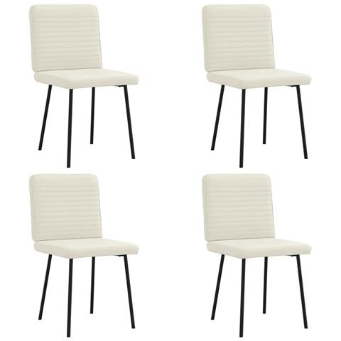 Sedie Da Pranzo 4 Pz Crema In Velluto - Foto 1
