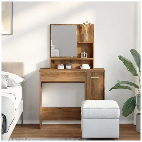 Toeletta Con Specchio Rovere Artigianale 86,5x35x136 Cm - Foto 3