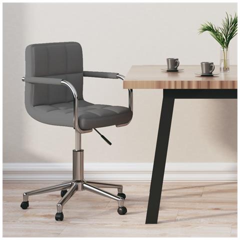 Sedia Da Ufficio Girevole Grigio Chiaro In Tessuto - Foto 8